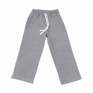 Pantalones deportivos anchos de algodón para hombre, estilo jogger, holgados, de cintura media elástica, con logo personalizado, estilo hip hop, OEM, lavado ácido, para verano - Product Image 4