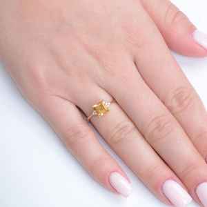 แหวนหมั้นพลอยสีส้มซิทริน รับรองโดย IGI คุณภาพสูง เงินแท้ 925 ชุบทอง 14K แหวนประดับสำหรับผู้หญิง งานแต่งงาน - Product Image 3