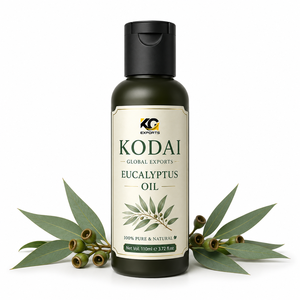 Huile d'eucalyptus liquide Kodai Global Export 100 ml, 100 % pure et naturelle, multifonctionnelle pour les soins de la peau et des cheveux, utilisation domestique, bidon en HDPE/aluminium - Product Image 1