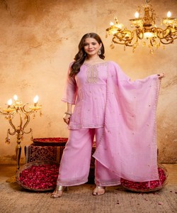 Women Traditional <b>Vintage</b> Pink Silk Embroidered Ethnic Wear Loose Ankle Length Casual Quick Dry India Pakistan 86677 SHIVAM- - Product Image 1