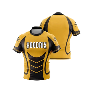 เสื้อรักบี้ระดับโปรสำหรับวันแข่งขัน ตกแต่งด้วยผ้าทวิลล์ปักลายโลโก้ ทนทาน เหมาะสำหรับทีมสโมสร ผลิตโดย Hoodrix Apparel - Product Image 1
