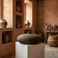 Grand vase urne rustique en terre cuite Bajo, fait main, pot en argile décoratif, récipient de sol en céramique, fournisseur en gros