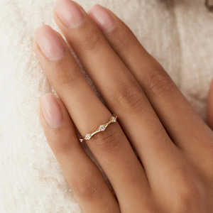 Anillo de Boda Apilable de Moissanita Estilo Art Déco, Chapado en Oro Sólido de 14k, Plata de Ley 925, Oro Amarillo, Anillo de Moissanita para Mujer - Product Image 2