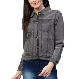 Veste en jean pour femme, modèle tendance, avec design personnalisé, idéale pour l'extérieur, prix raisonnable, fabrication OEM - Product Image 1