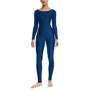 Combinaison longue à manches longues unie pour femme, taille haute, effet ventre plat, col rond, coupe ajustée, toutes saisons - Product Image 4