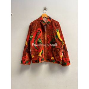 Brown <b>Velvet</b> <b>Jacket</b> Handmade Short Suzani <b>Jacket</b> Uzbek Embroidery <b>Jacket</b> With Inside Cotton Lining - Product Image 2