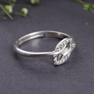 925 Sterling <b>Silver</b> <b>Adjustable</b> Open <b>Ring</b> with Pave Cubic Zirconias Handmade Wholesale Accent Minimalist Modern Design High Bulk - Product Image 3