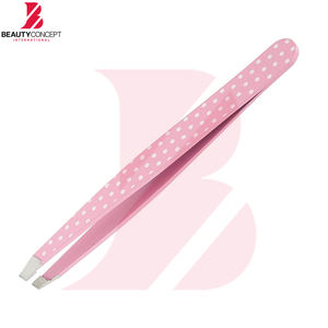 เครื่องมือกำจัดขนบนใบหน้าสีชมพูสำหรับคิ้วและเครา อุปกรณ์ตกแต่งใบหน้าคุณภาพสูง แหนบคิ้วสแตนเลสปลายเฉียง - Product Image 3