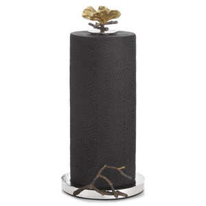 Soporte moderno para toallas de papel de cocina estilo granja con mango de madera y base pesada, dispensador de rollos de metal negro. - Product Image 5