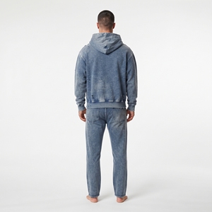 Conjunto Deportivo Vintage Lavado para Hombre, Sudadera con Capucha Desgastada, Pantalones Deportivos Anchos, Ropa Urbana Informal - Product Image 2