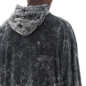 Sudadera con Capucha Desgastada de Algodón French Terry, Estilo Vintage, Lavado Ácido, para Hombre, Precio al por Mayor, MOQ Bajo - Product Image 4