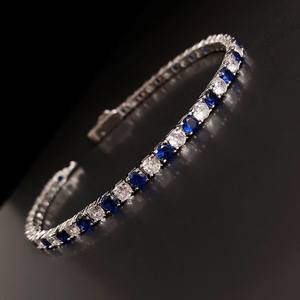 Bracelet en argent avec pierre précieuse saphir, pierre de naissance de septembre, cadeau pour femme pour anniversaire, mariage ou autre occasion. - Product Image 5