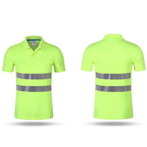Men's <b>Black</b> Reflective Polo Shirt Short Sleeve Hi Visibility Workwear with Silver Stripes - Product Image 4