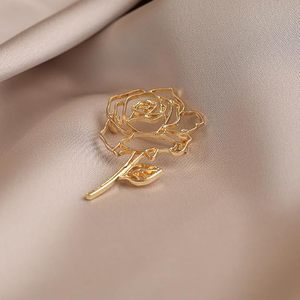 Broche en métal en forme de rose pour femme, élégante, florale, pour robes, manteaux, blazers, foulards - Product Image 3