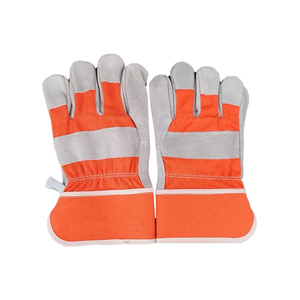 Guantes de Trabajo de Soldadura de Cuero Vacuno de Primera Calidad con Logotipo Personalizado, Palma de Cuero Vacuno Dividido, Dorso de Tela Twill y Puño Reforzado con Goma - Product Image 3