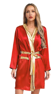 HAWK SPORTS INDUSTRIES Robe de boxe à capuche en satin noir avec ceinture bleue, durable, confortable, en polyester, pour entraînement MMA et Muay Thai, toutes saisons - Product Image 3