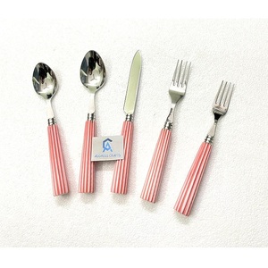 Juego de Cubiertos de Acero Inoxidable de Alta Calidad con Mango de Resina Creativo, Cubertería Pulida a Espejo para Decoración de Mesa en Bodas - Product Image 1