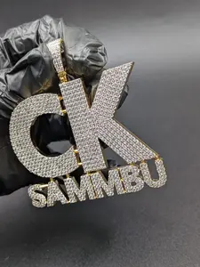 Pendentif personnalisé pour homme en moissanite véritable de 3 carats, coupe ronde, plaqué or jaune 14 carats - Product Image 3