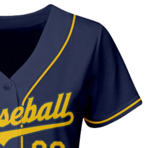 Men Navy Gold Baseball Jersey Button Front Team Shirt Performance <b>Athletic</b> Game Day Practice Sports Uniform Wear - Product Image 4