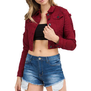 Veste en jean pour femme, nouvelle mode, prix abordable, logo personnalisé, design élégant, streetwear, veste en jean courte pour femme - Product Image 1