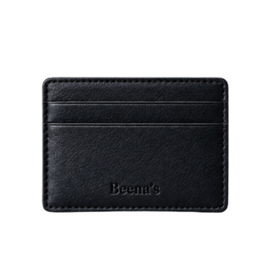 Beena's Genuine Leather Card <b>Holder</b> Minimalist Black Credit Card Wallet Laser Printing No Closure - Product Image 1