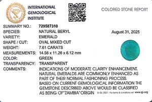 Esmeralda Octogonal Verde de 7.61 Quilates de Zambia, Grado Ratti 8.25 - Product Image 6