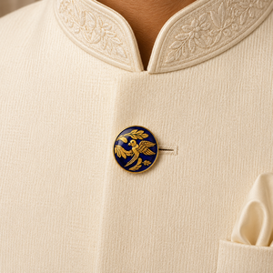 Botones de latón esmaltados a mano de lujo Mayrabygungun con diseño de loro en azul real y azul Jaipur para puños/frontal de Sherwani - Product Image 3