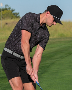 Chemise de golf pour homme à motif pois noirs, manches courtes, respirante, en tissu tricoté, infroissable, en polyester, coupe classique, avec poche - Product Image 4