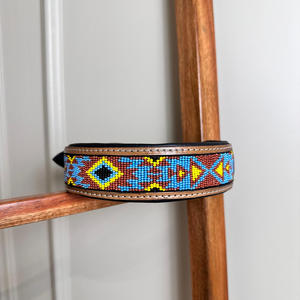 Nouveau 2024 Western Motif À La Main En Cuir Perlé Collier De Chien En Cuir Véritable Colliers Pour Animaux De Compagnie Doux Durable En Gros Produits En Vrac - Product Image 2