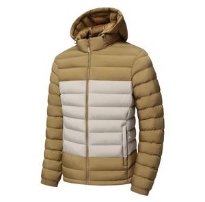 Best Price Men's Hooded Color Blocking Plaid Puffer <b>Jacket</b> Windproof Zipper Front Casual Winter Outerwear <b>Thick</b> Regular Fit - Product Image 1