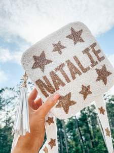 Sac bandoulière brodé de perles à motif zèbre, personnalisé avec initiales, petit sac carré pour femme, fait main - Product Image 2