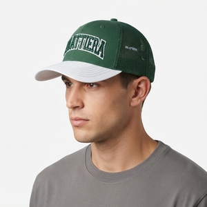 Gorra Trucker Verde y Blanca para Hombre, con Logotipo Bordado Personalizado, Malla Trasera, Ajustable, Estilo Urbano - Product Image 2