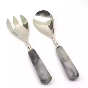 Stylish Metal Salad Serving Set with Gloss Finish for Fruit <b>Pasta</b> and Salad Serving Use - Product Image 5