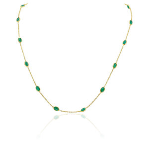 Wholesale Gold Plated 925 Sterling Silver Emerald Gemstone Necklace Classic Green Oval Cut Jewelry <b>Gift</b> for Women - Product Image 1