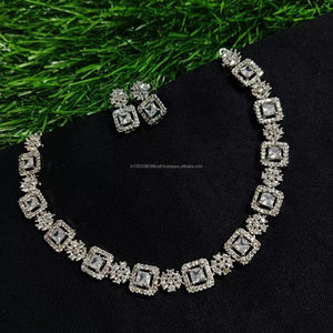 Classic American Diamond Bridal Jewelry <b>Set</b> Two-Piece <b>Necklace</b> <b>and</b> <b>Earrings</b> for Wedding Fashionable Classic Style - Product Image 1