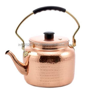 Hervidor grande redondo de cobre con superficie lisa y acabado artesanal adecuado para cocinas o cafeterías - Product Image 2