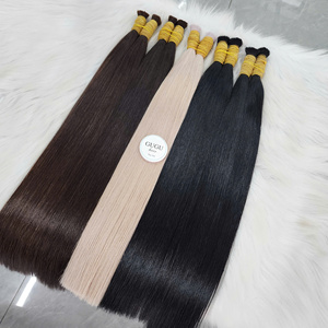 100% Raw Super Double Drawn <b>Silky</b> Straight 24 Inches Human Vietnamese Hair Extensions Bulk #14 Brown Color Customizable Women - Product Image 1