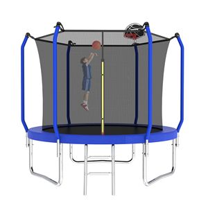 8FT ASTM Approved Outdoor <b>Trampoline</b> with Basketball Hoop Reinforced Type and <b>Enclosure</b> Net Fun Jumping Toy - Product Image 5