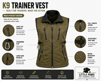Gilet Professionnel pour Éleveur de Chiens de Travail, Compartiments de Rangement Fonctionnels, Vêtement d'Extérieur Décontracté pour l'Automne, Respirant, Imperméable et Coupe-Vent