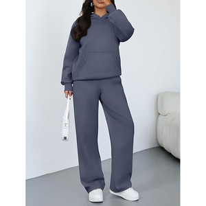 Women Modern Casual Tracksuit Hooded Pullover and <b>Elastic</b> Waist Sweatpants - Product Image 5