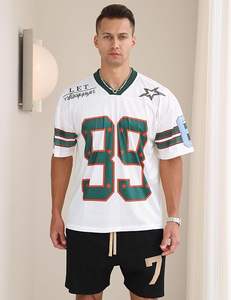 Wholesale Custom <b>Men</b> <b>V</b> <b>Neck</b> Number Graphic Jersey Breathable Mesh Streetwear Short Sleeve OEM ODM Supplier USA - Product Image 5