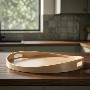 Plateau en bois fait main en bois de manguier naturel, plateau de service rustique décoratif pour table basse, cuisine, salle à manger, maison, restaurant, fête - Product Image 1