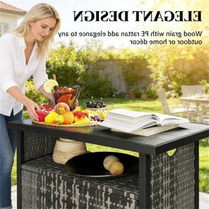 Armadio da Esterno Grigio con Tavolo da Bar e Portasciugamani - Product Image 2