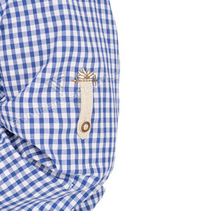 Chemise à carreaux bavaroises pour homme, bleu et blanc, 100% coton, décontractée, lavée, respirante, écologique, pour l'Oktoberfest - Product Image 2
