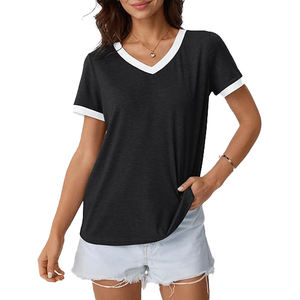 Camisetas de streetwear para mujer al por mayor, de corte regular, de punto, ecológicas, de poliéster/algodón, de cuello redondo, lisas, de verano. - Product Image 6