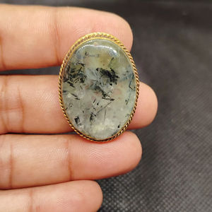 Nueva llegada: Prehnita de latón ranurada, cabujón de cristal curativo increíble, piedra preciosa suelta para fabricación de joyas y engaste de bisel. - Product Image 1