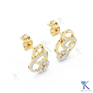 Pendientes de tuerca florales circulares con diamantes CVD cultivados en laboratorio, oro macizo de 14K y 18K, joyería de lujo fina para mujer, fabricante. - Product Image 3