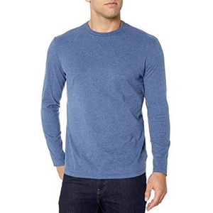 เสื้อยืดแขนยาวคอกลมสีน้ำเงินสำหรับผู้ชาย ทรงปกติ ผ้าถัก 100% คอตตอน สวมใส่สบาย สีพื้น เป็นมิตรกับสิ่งแวดล้อม เหมาะสำหรับใส่ในฤดูหนาว - Product Image 1
