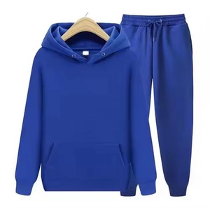 Unisex Solid Color Hooded Sweatshirt <b>Jogger</b> Pants Set Casual Tracksuit Full Sleeve Drawstring <b>Pocket</b> Autumn Wear Adult Size - Product Image 4