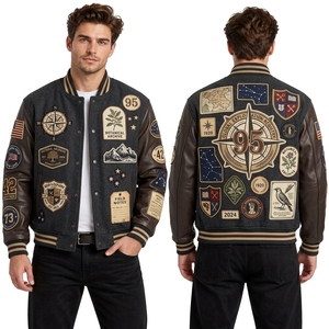 Veste de baseball bleue personnalisée pour homme avec manches crème et applique étoile nautique, look vintage campus - Product Image 6